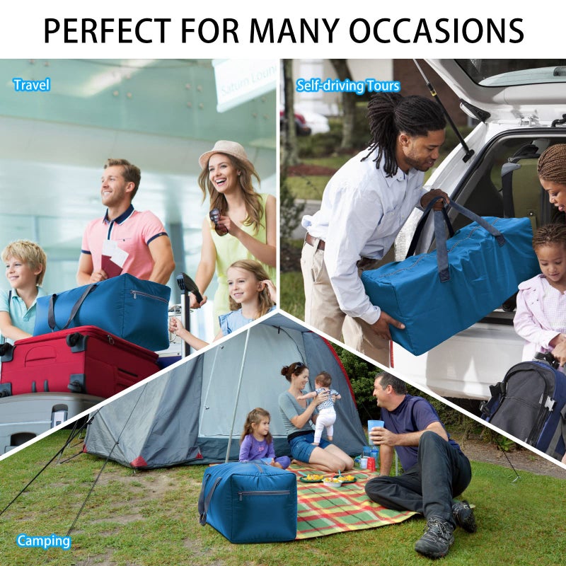 iFARADAY Foldable Duffel Bag 30" / 75L Lightweight with Water Rresistant for Travel-Blue - Image 5